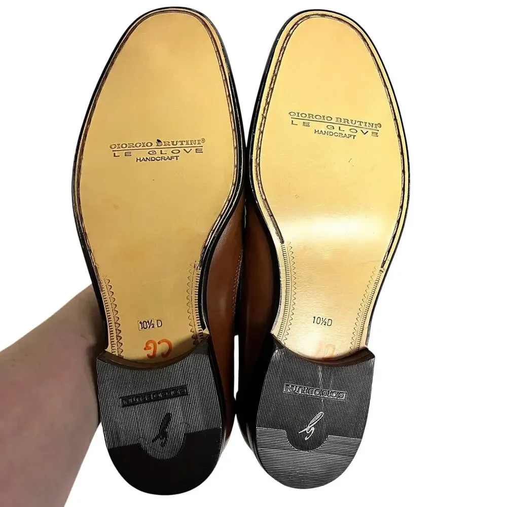 Giorgio Brutini Men's Brown Patchwork Leather Slip-On Dress Loafers 10D